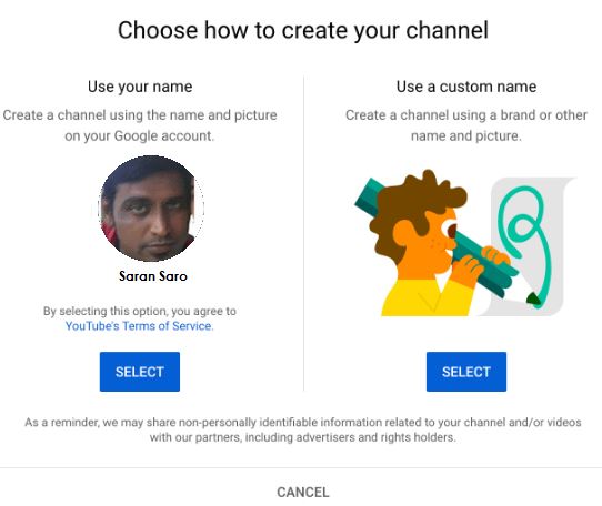 How to create a YouTube channel name