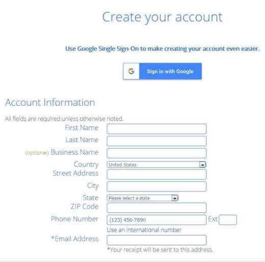 create your bluehost account
