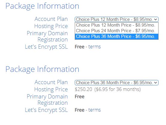 Bluehost plan for 36 months
