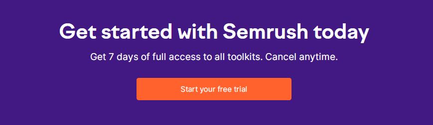 SEMrush free trial without credit card