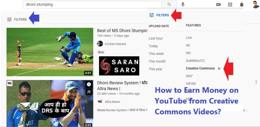how to find creative commons videos on YouTube