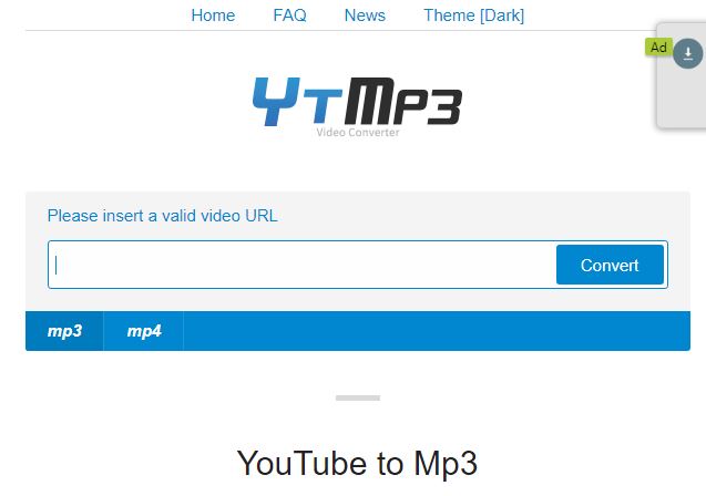 YTMP3 homepage