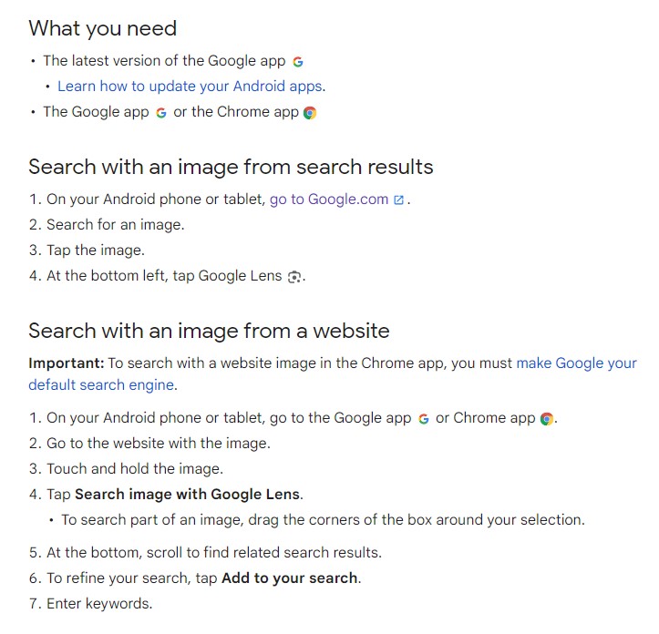 google Reverse Image Search from phone